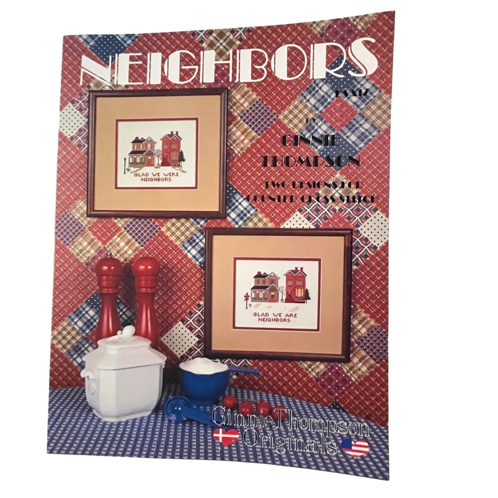 Vintage Ginnie Thompson Neighbors Cross Stitch Pattern Booklet 1976 2 Designs